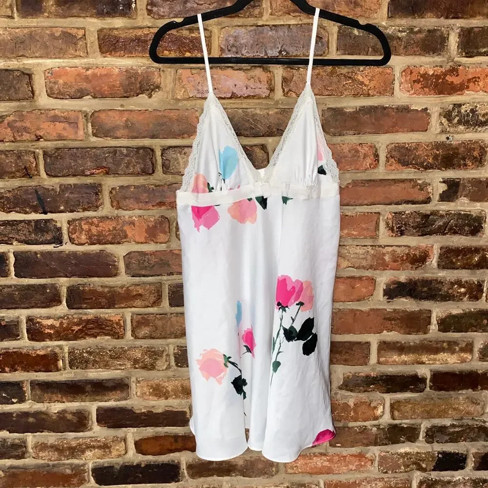 Kate Spade White Floral Slip Dress Sleepwear Nightgown Women's Size Medium